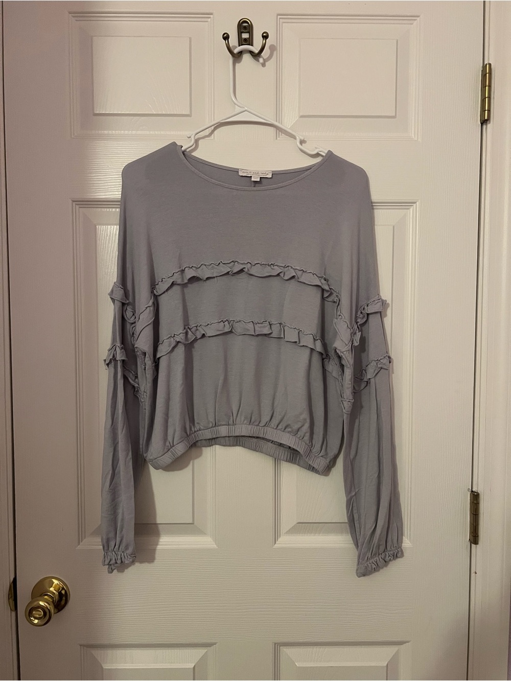 American Eagle Lavender Ruffle Long-Sleeve Top